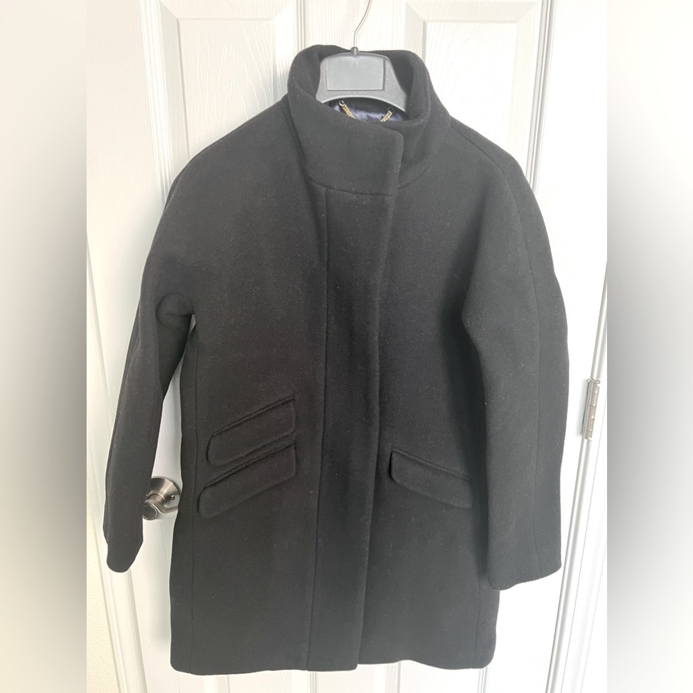 J Crew black cocoon coat size 4 petite